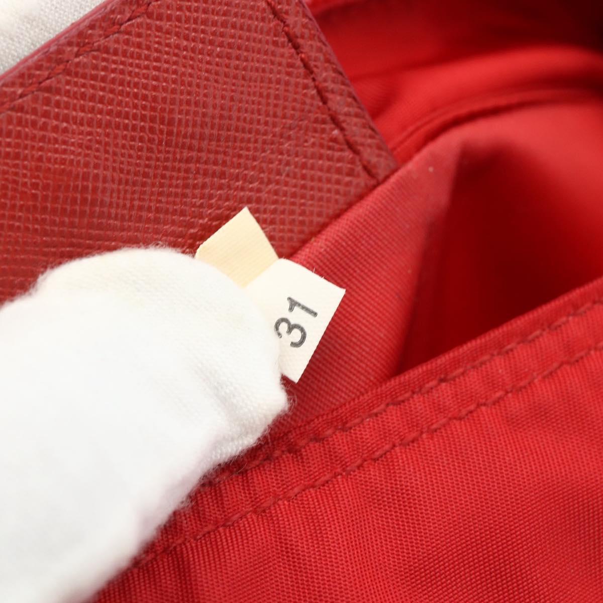 PRADA Shoulder Bag Nylon Red Silver Auth 180151A