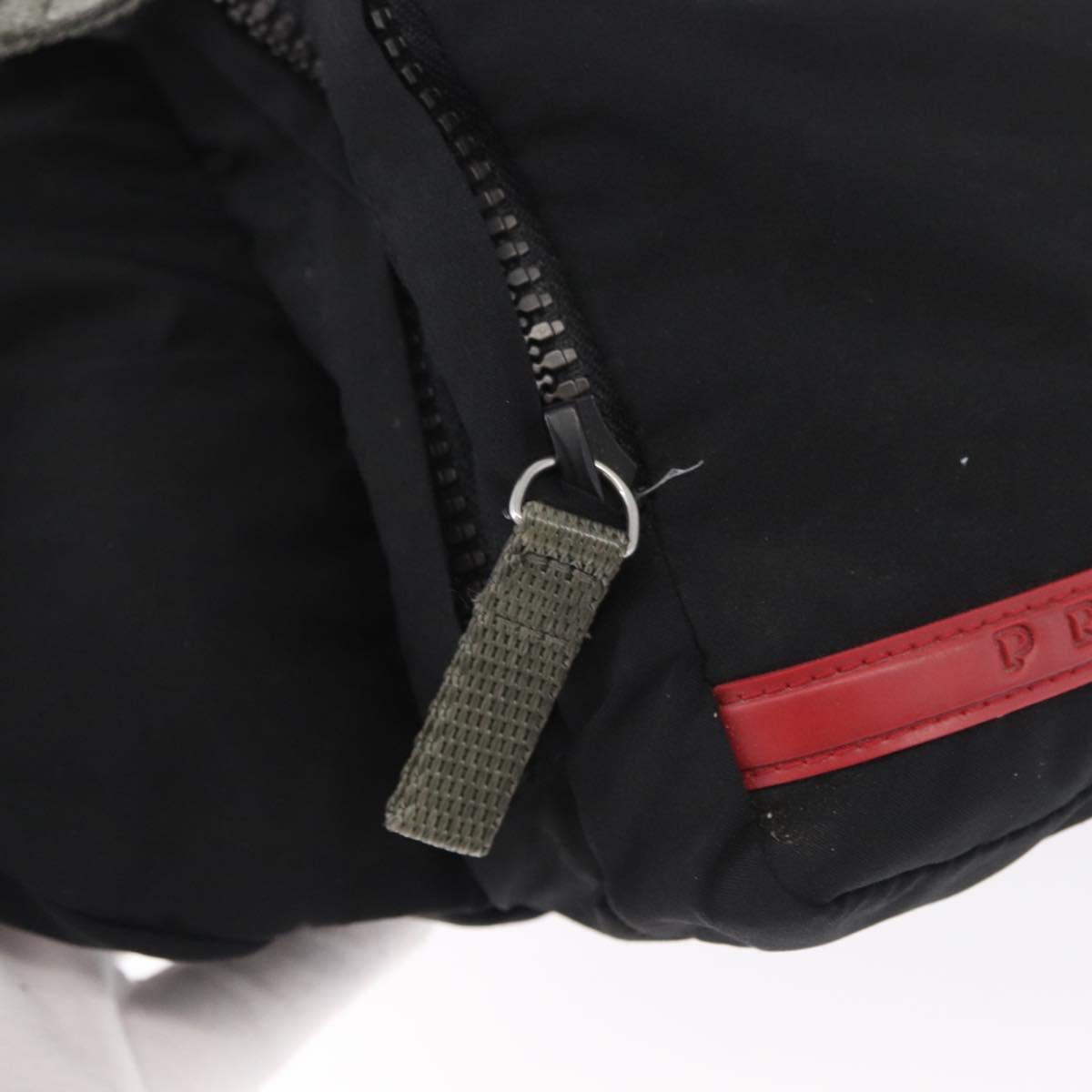 PRADA Sports Waist bag Nylon Black Silver Auth 180159A