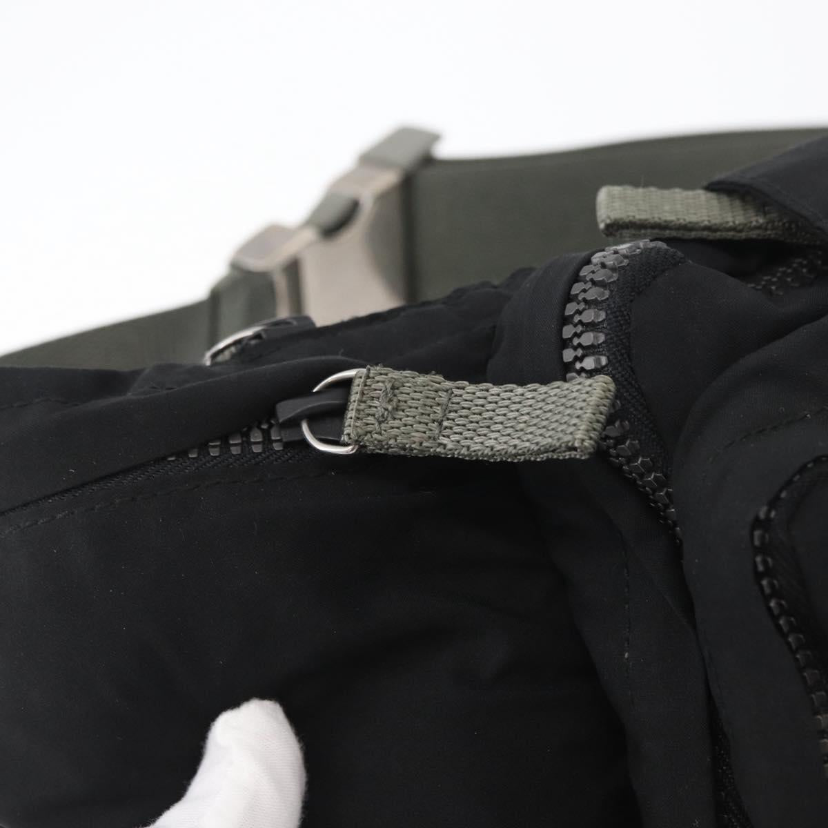 PRADA Sports Waist bag Nylon Black Silver Auth 180159A