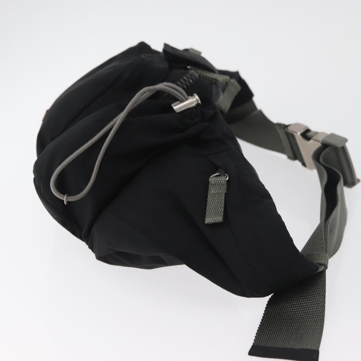 PRADA Sports Waist bag Nylon Black Silver Auth 180159A