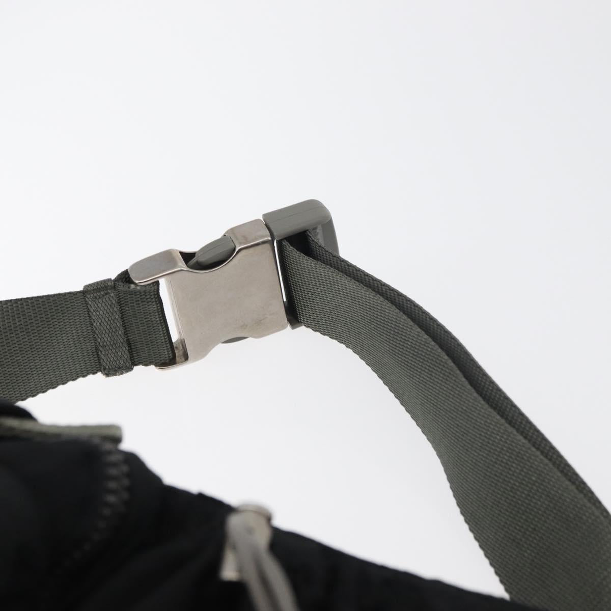 PRADA Sports Waist bag Nylon Black Silver Auth 180159A