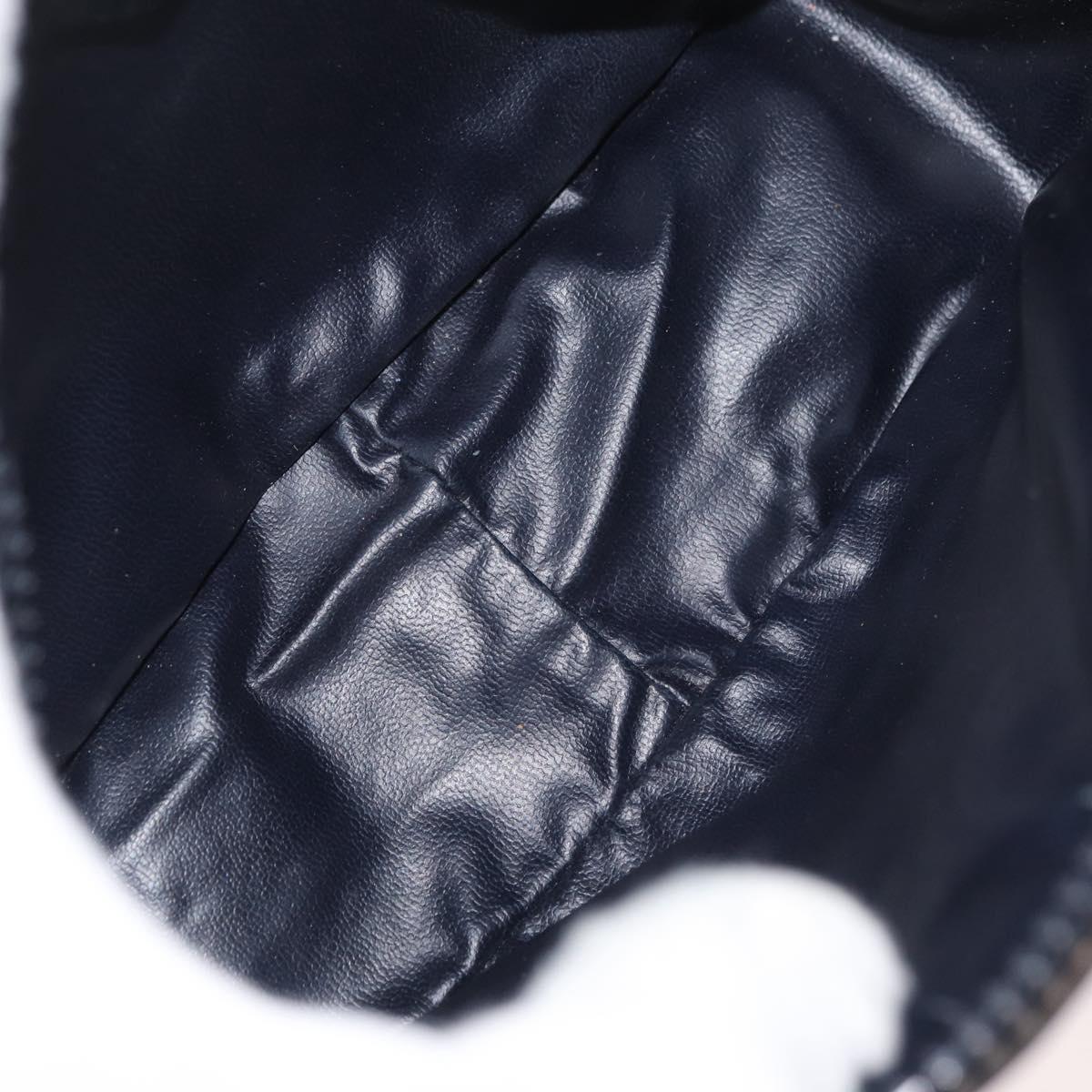 CELINE Shoulder Bag Leather Black Gold Auth 180163