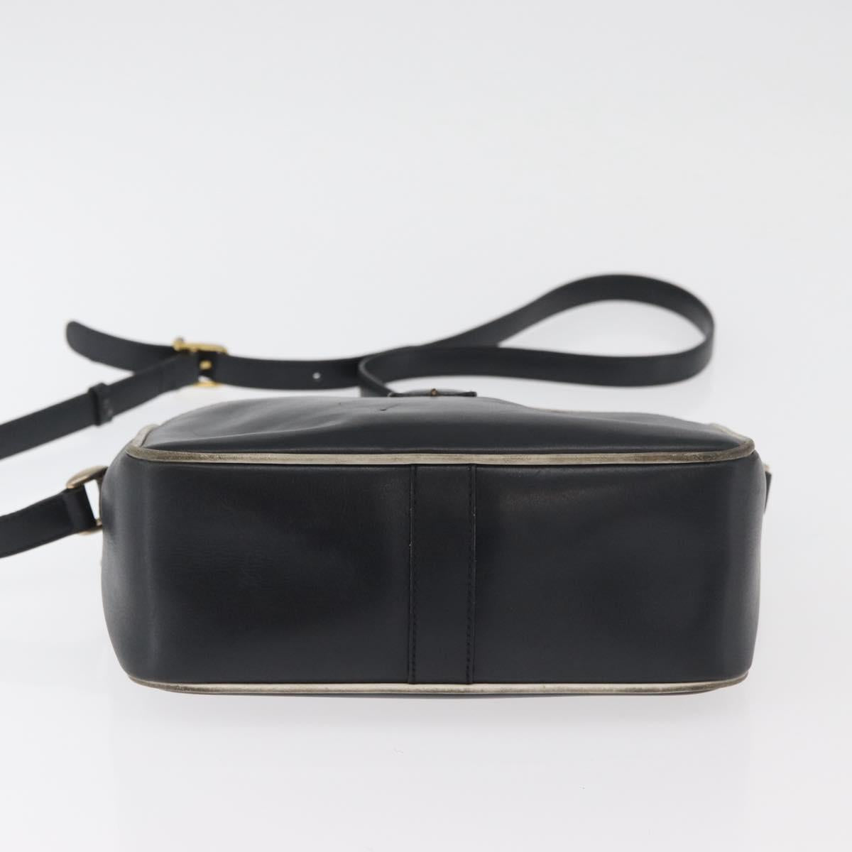 CELINE Shoulder Bag Leather Black Gold Auth 180163
