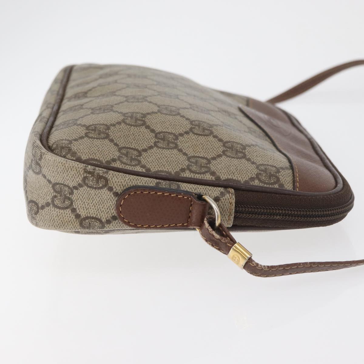 GUCCI GG Supreme Shoulder Bag PVC Beige Gold Auth 180164