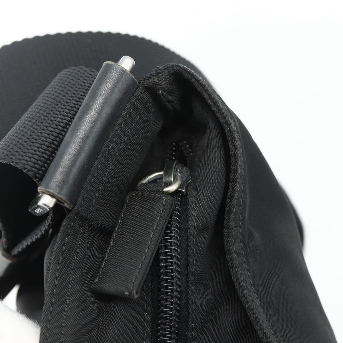 PRADA Shoulder Bag Nylon Black Silver Auth 180168
