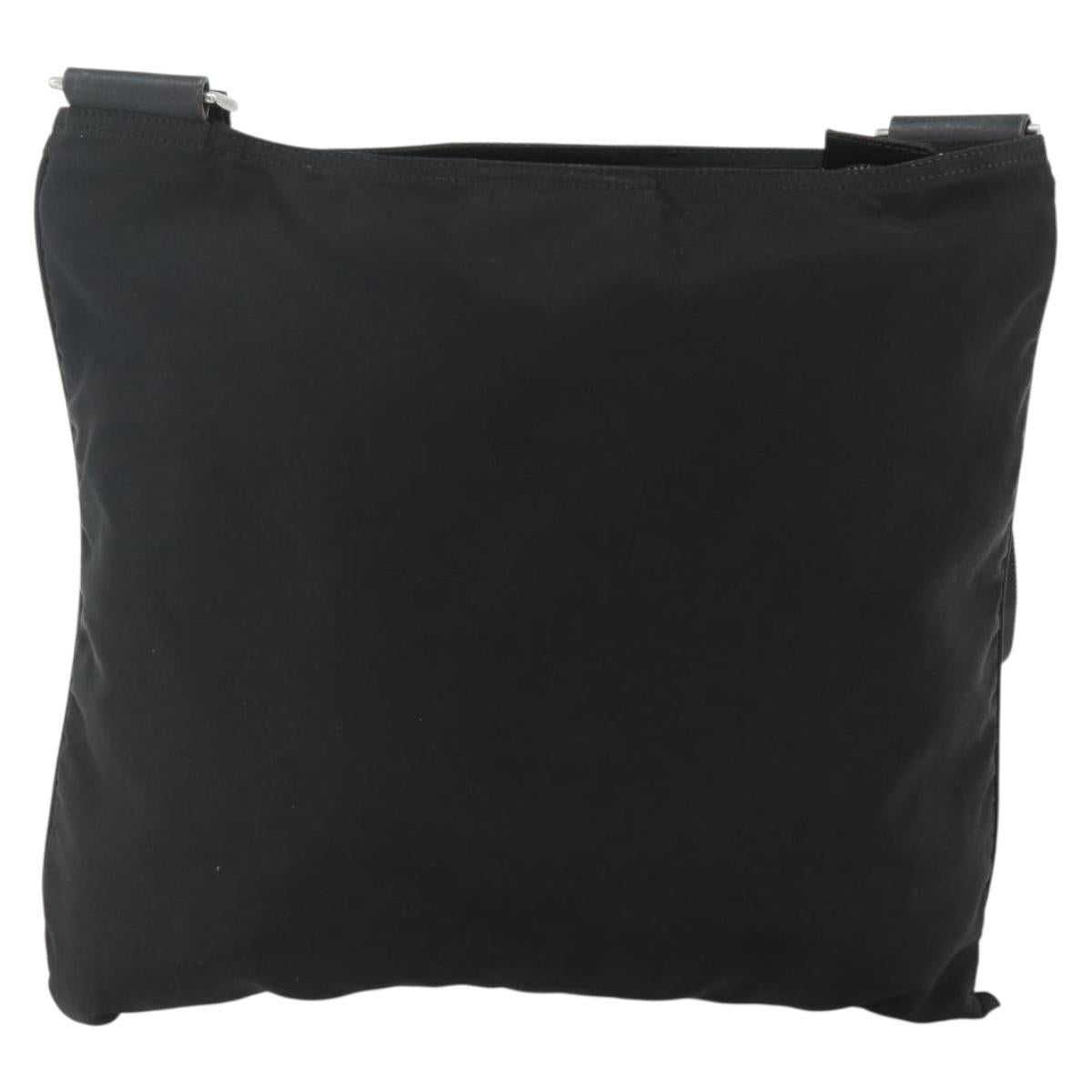 PRADA Shoulder Bag Nylon Black Silver Auth 180168