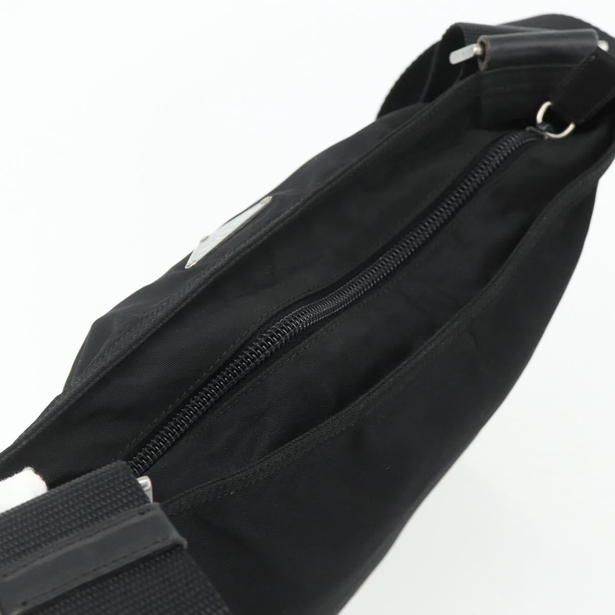 PRADA Shoulder Bag Nylon Black Silver Auth 180168