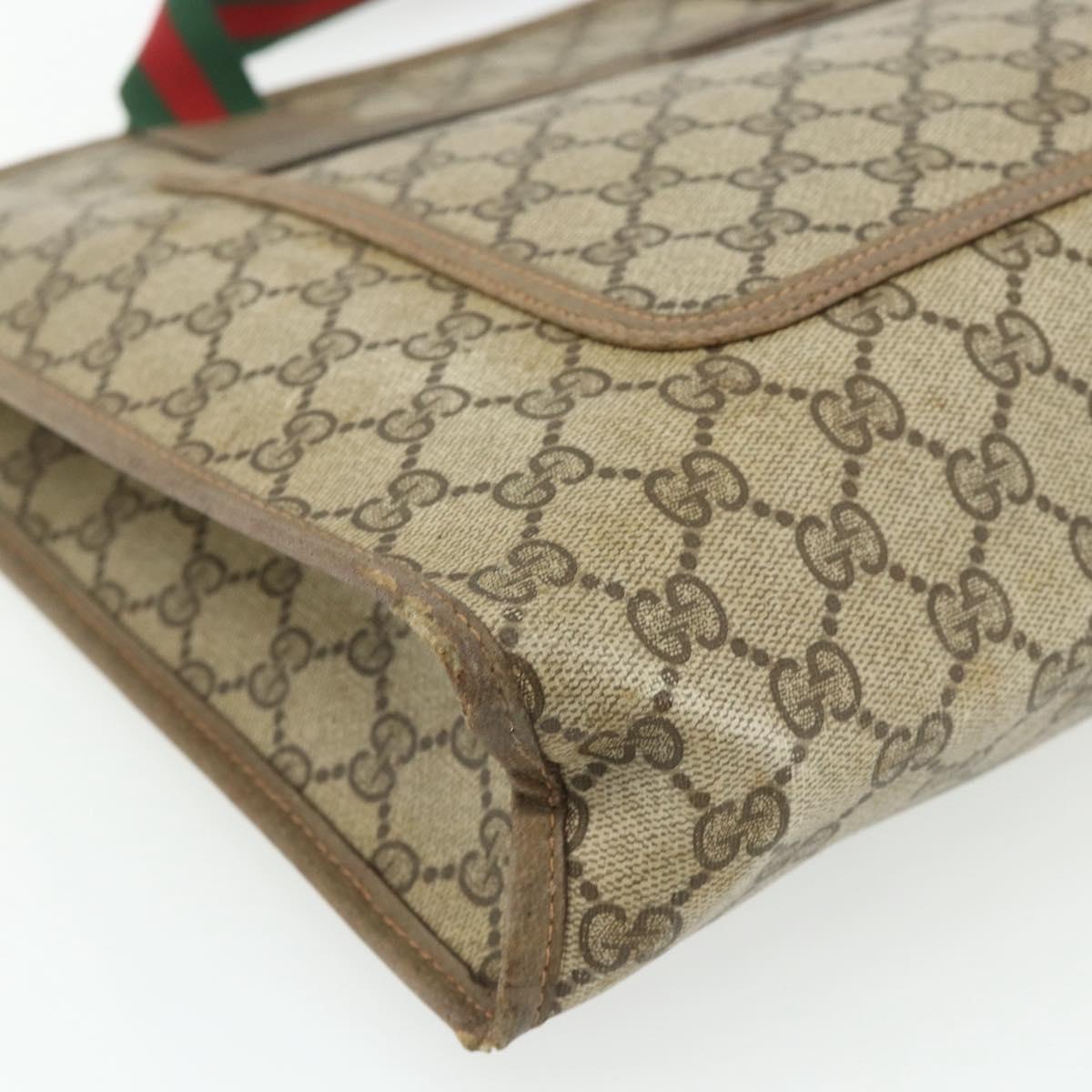 GUCCI GG Supreme Web Sherry Line Tote Bag PVC Beige Red 89 02 997 Auth 180169