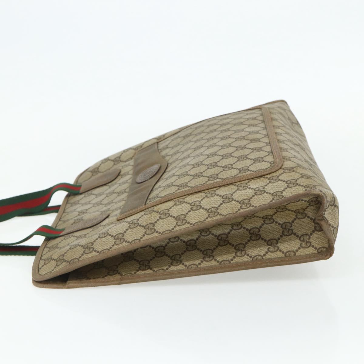 GUCCI GG Supreme Web Sherry Line Tote Bag PVC Beige Red 89 02 997 Auth 180169