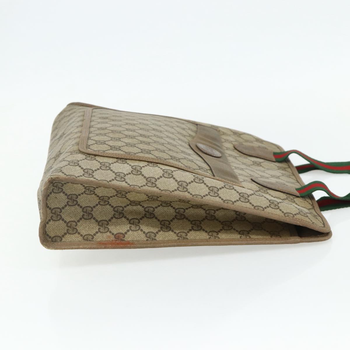 GUCCI GG Supreme Web Sherry Line Tote Bag PVC Beige Red 89 02 997 Auth 180169