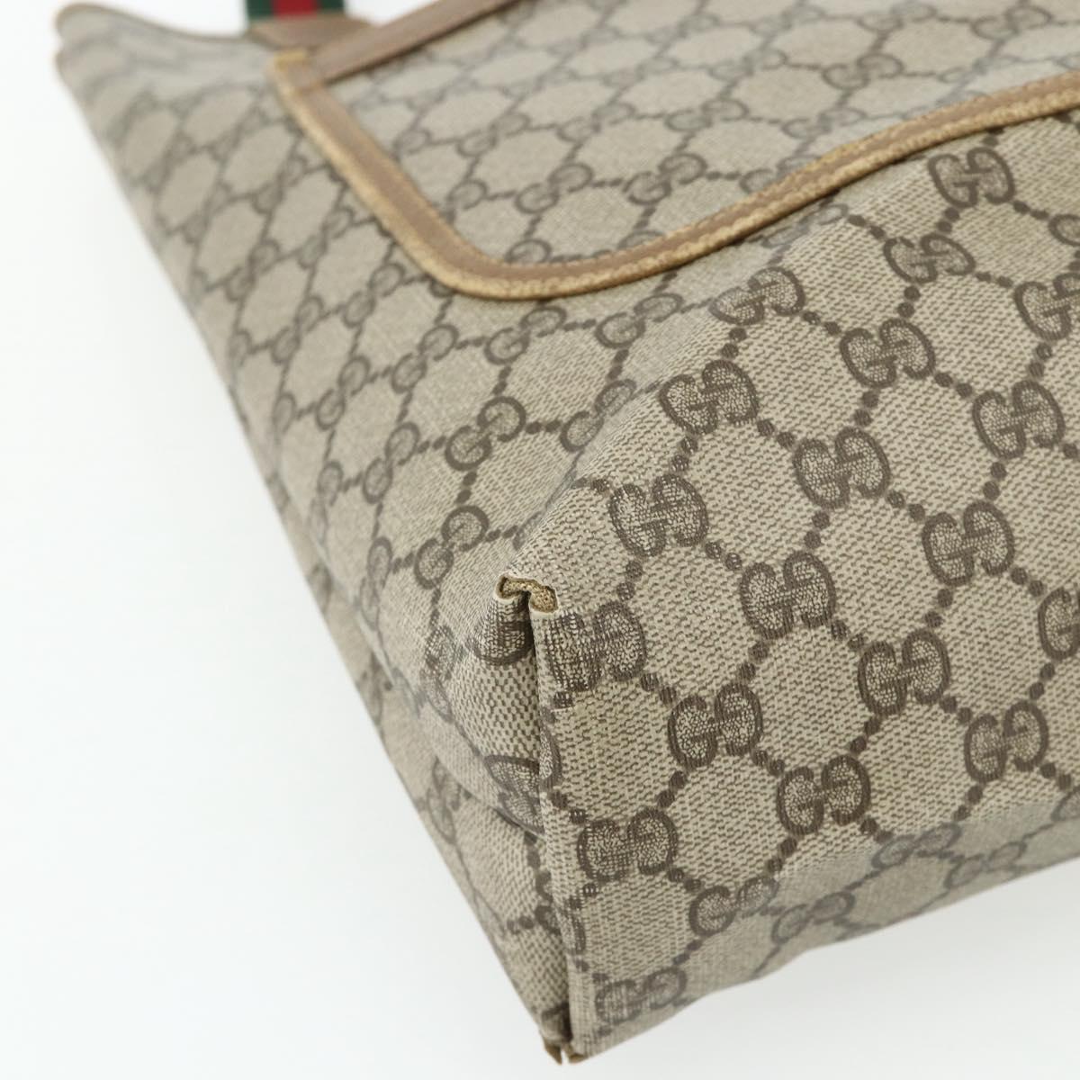 GUCCI GG Supreme Web Sherry Line Tote Bag PVC Beige Red 40 02 003 Auth 180170