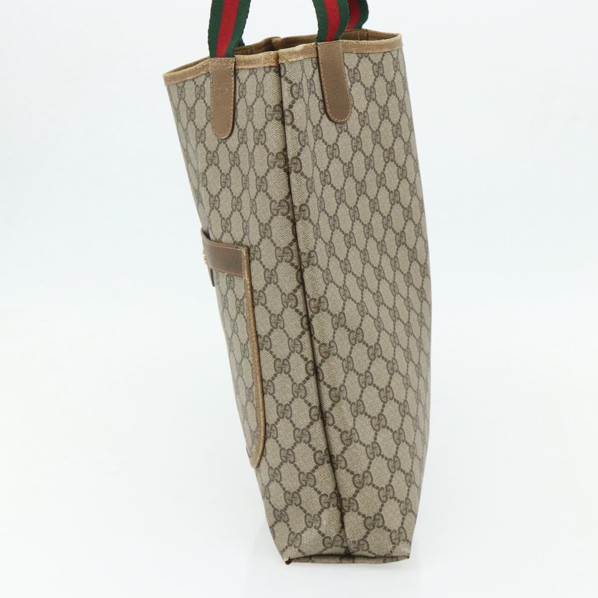 GUCCI GG Supreme Web Sherry Line Tote Bag PVC Beige Red 40 02 003 Auth 180170