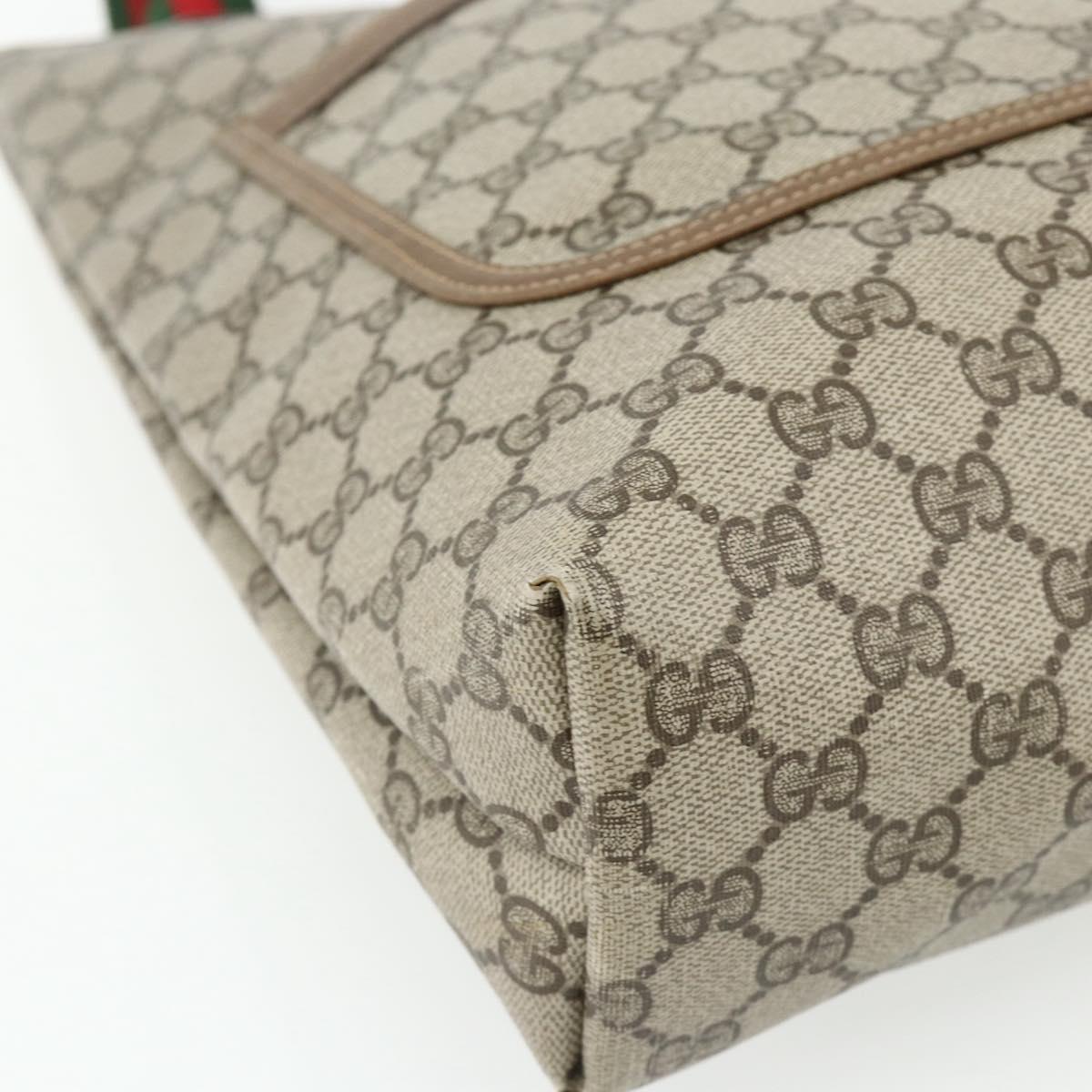 GUCCI GG Supreme Web Sherry Line Tote Bag PVC Beige Red 3902003 Auth 180171