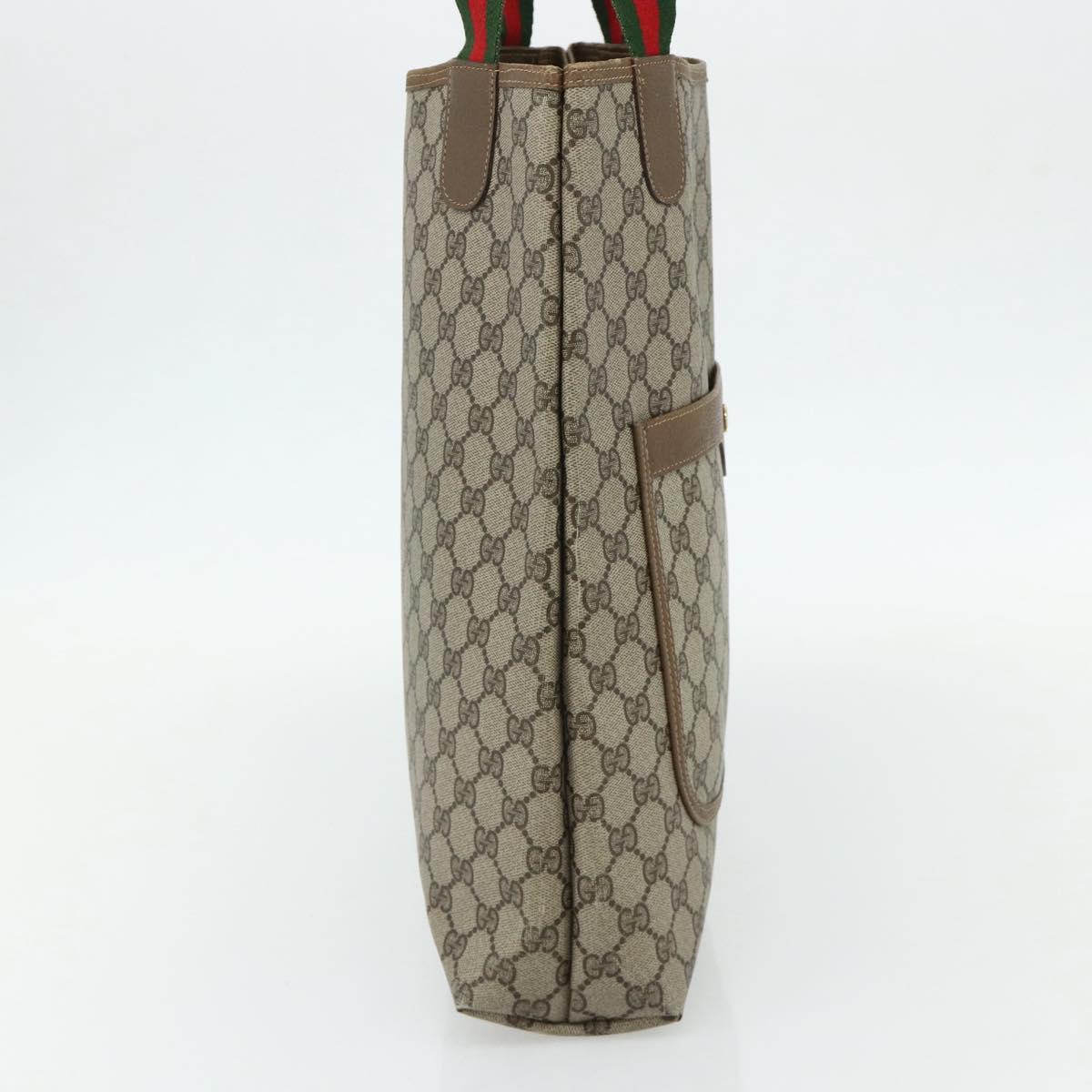 GUCCI GG Supreme Web Sherry Line Tote Bag PVC Beige Red 3902003 Auth 180171