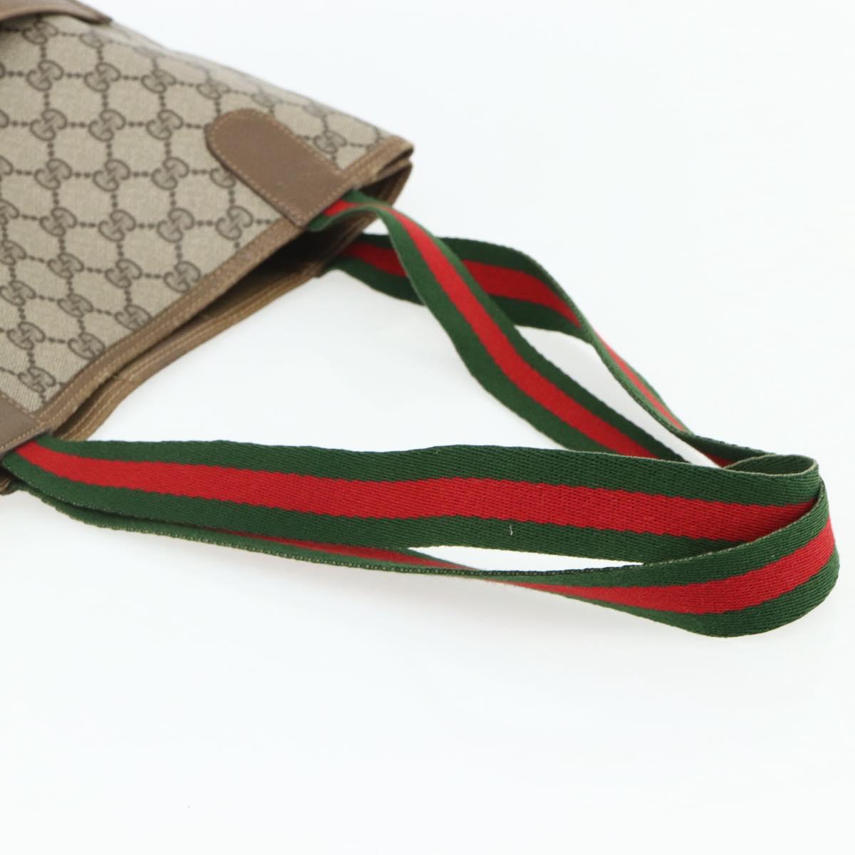 GUCCI GG Supreme Web Sherry Line Tote Bag PVC Beige Red 3902003 Auth 180171