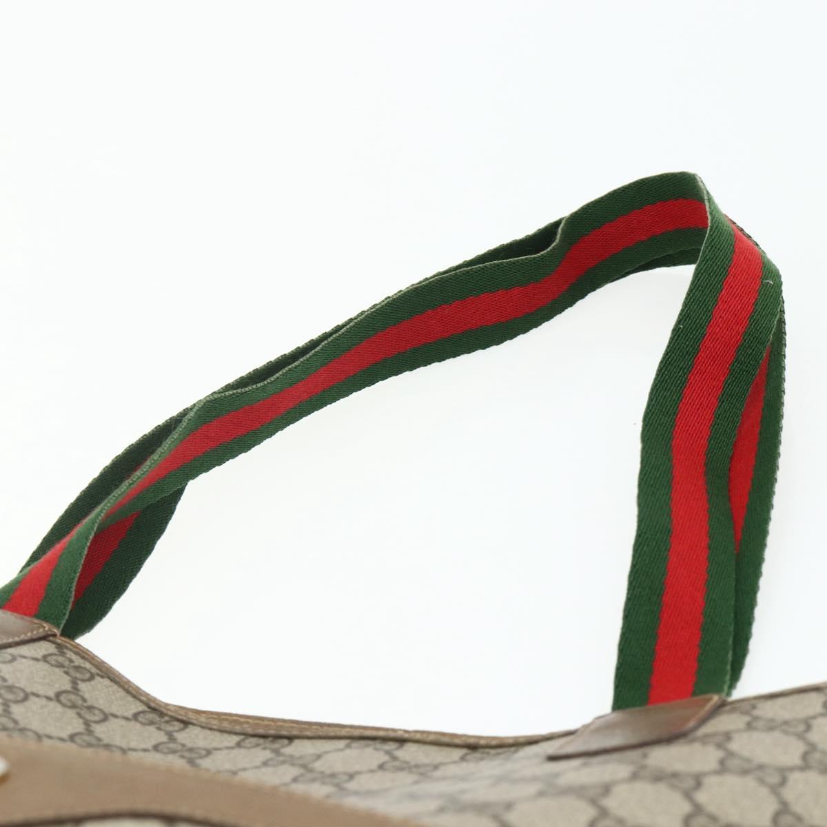 GUCCI GG Supreme Web Sherry Line Tote Bag PVC Beige Red 3902003 Auth 180171