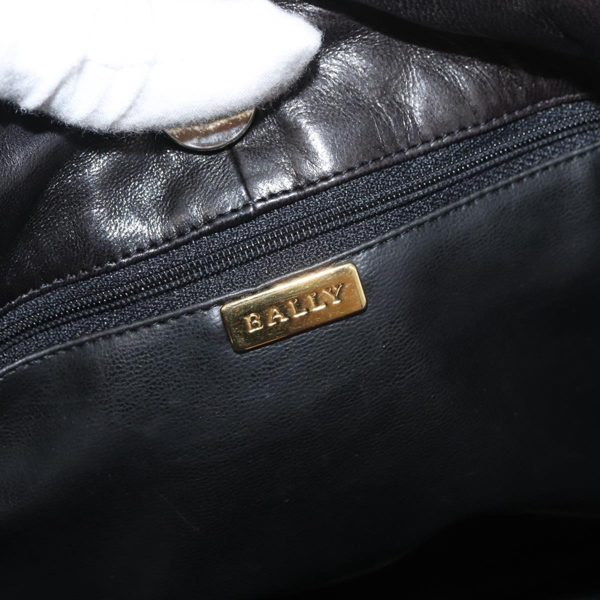 BALLY Chain Tote Bag Leather Brown Gold Auth 180178