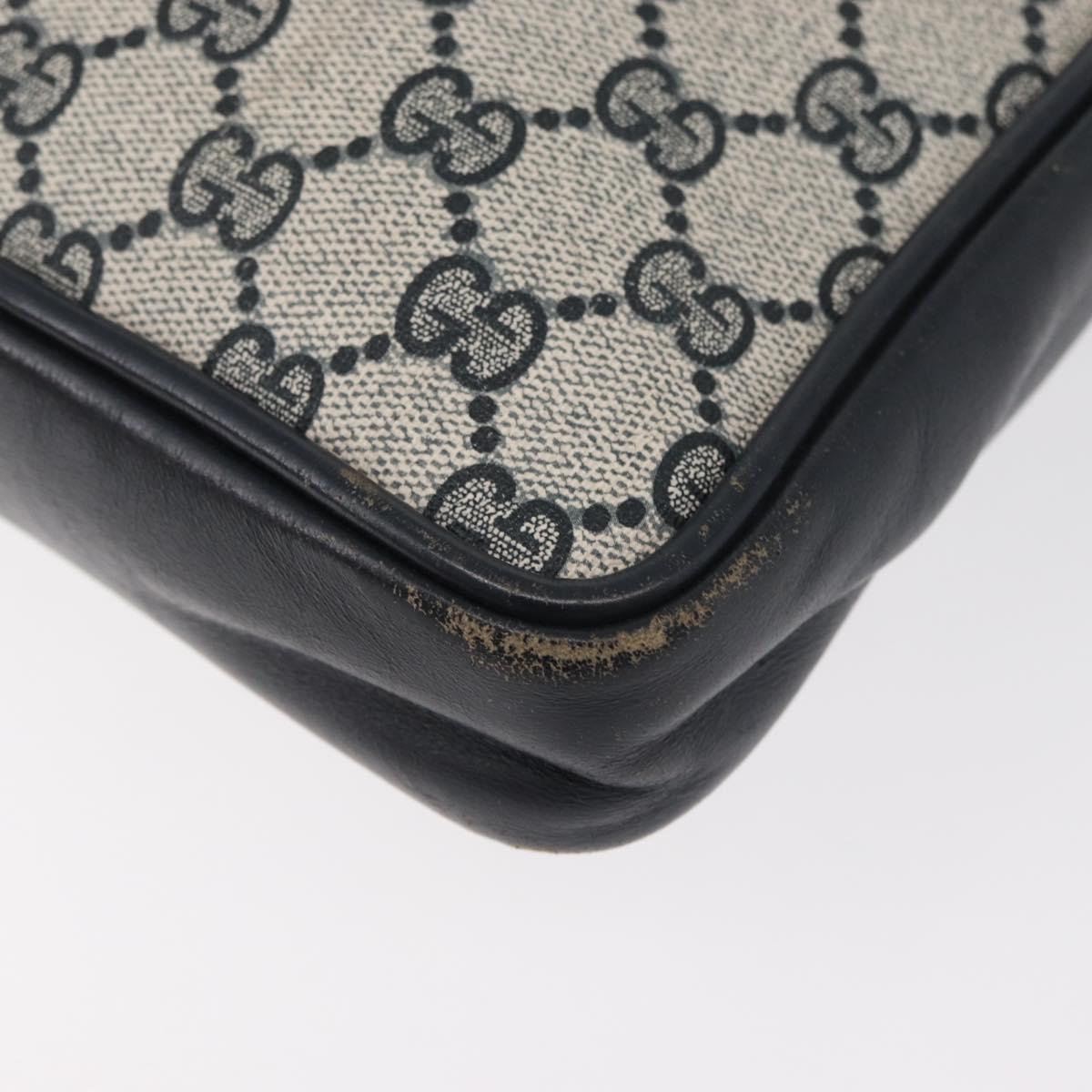 GUCCI GG Supreme Sherry Line Shoulder Bag PVC Navy Gold Auth 180181