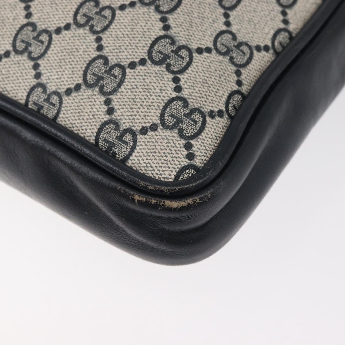 GUCCI GG Supreme Sherry Line Shoulder Bag PVC Navy Gold Auth 180181