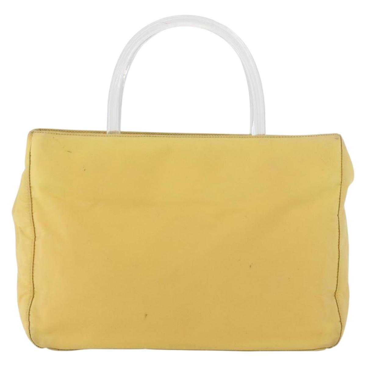 PRADA Hand Bag Nylon Yellow Silver Auth 180183