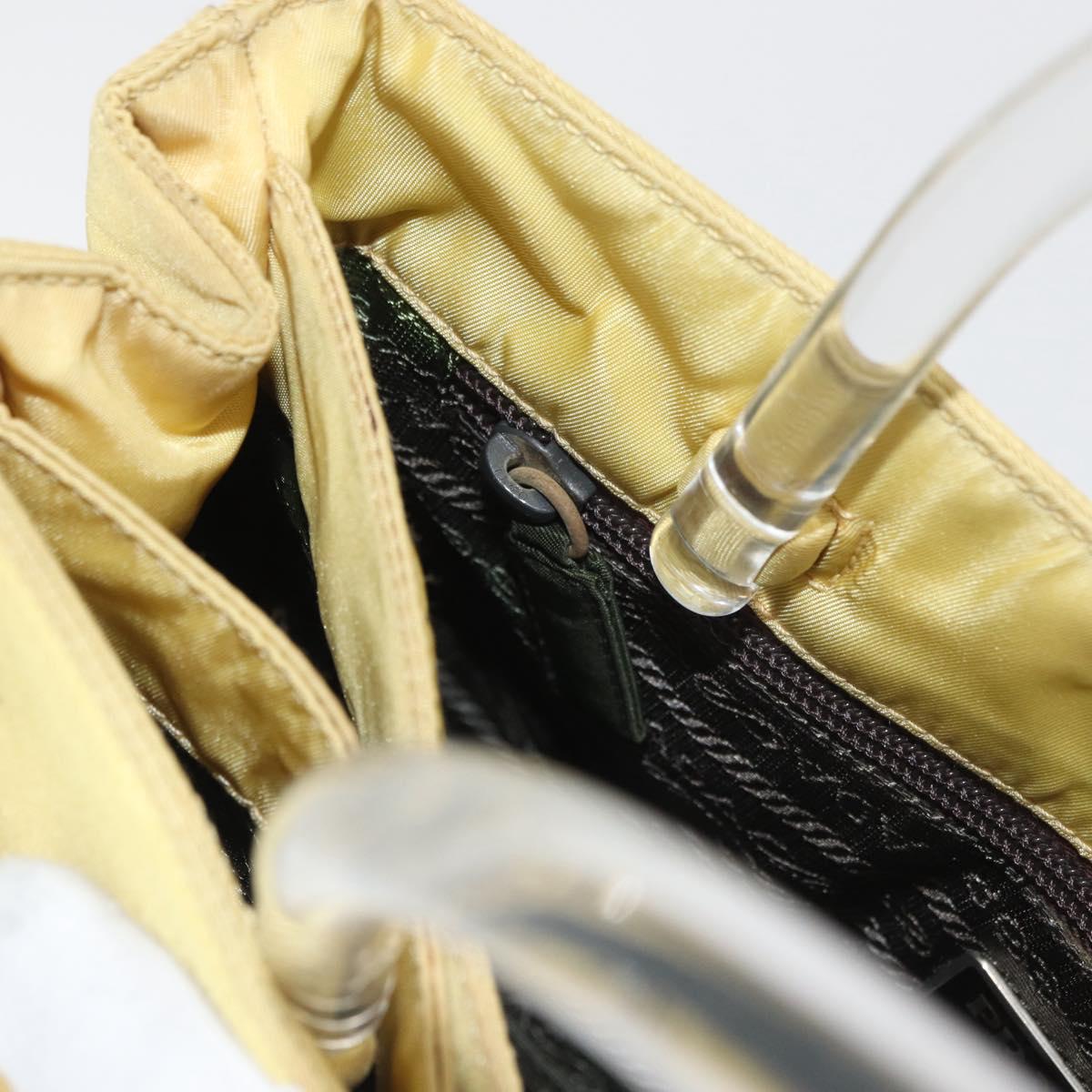 PRADA Hand Bag Nylon Yellow Silver Auth 180183