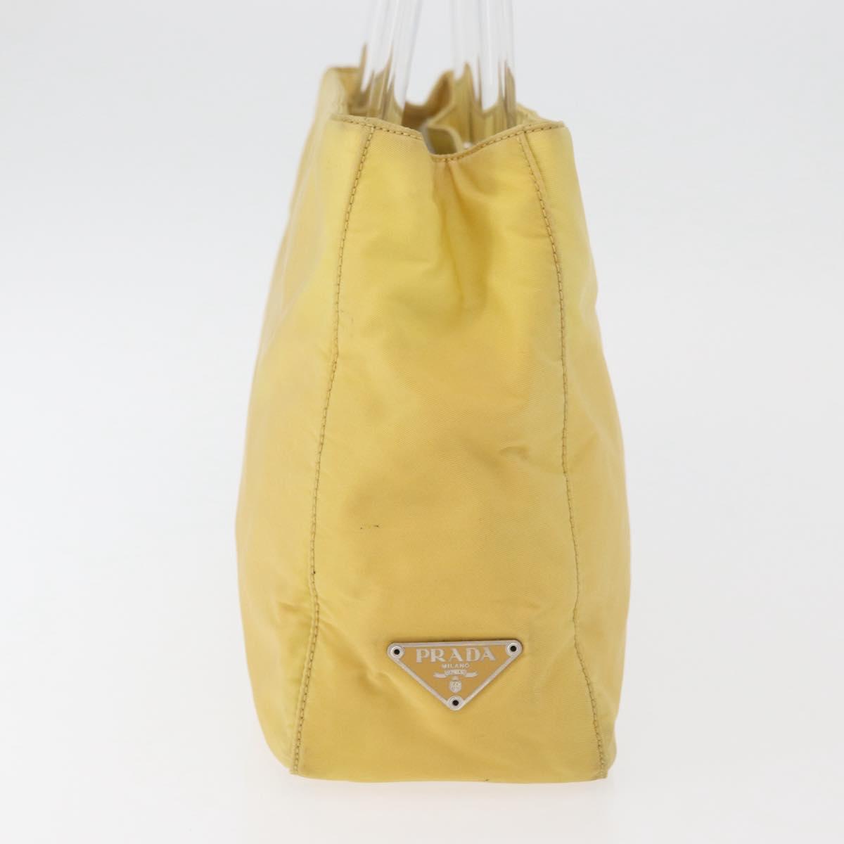 PRADA Hand Bag Nylon Yellow Silver Auth 180183