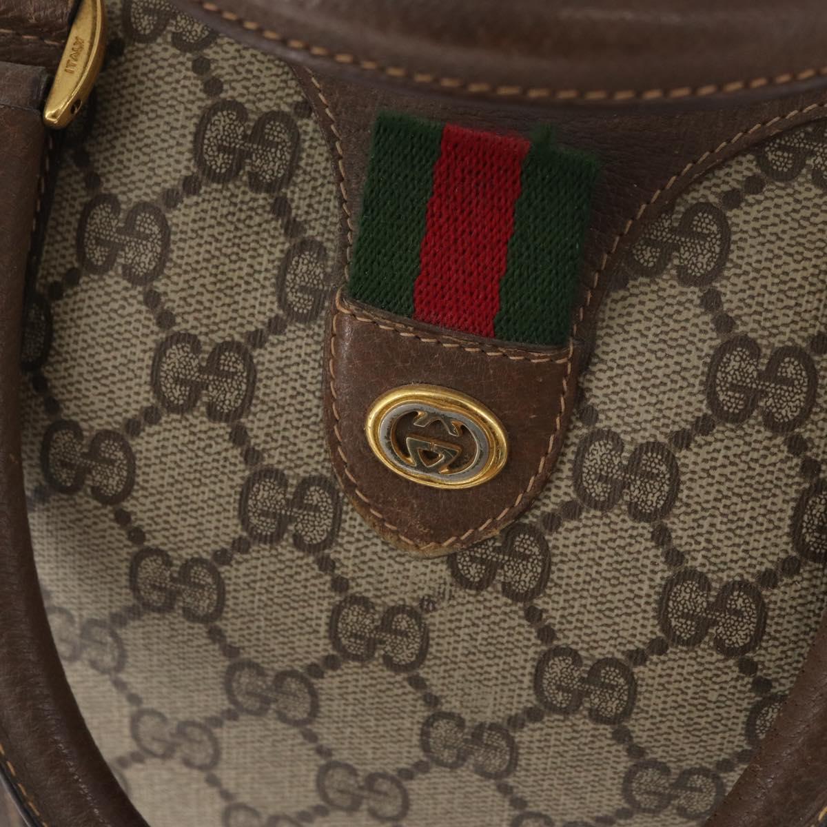 GUCCI GG Supreme Web Sherry Line Hand Bag PVC Beige Gold 40 02 007 Auth 180185