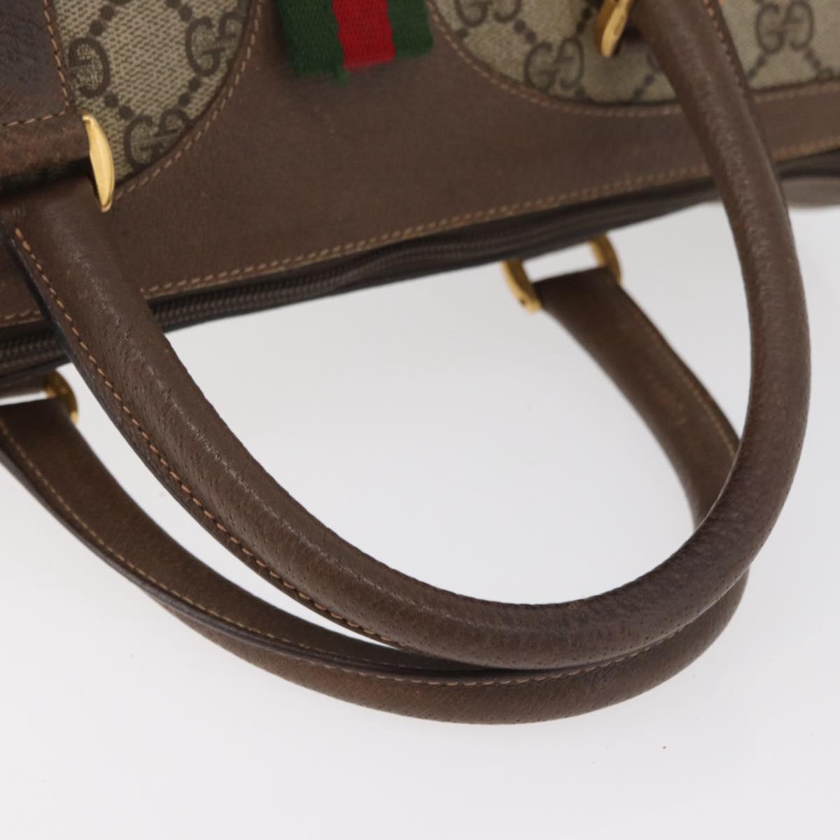 GUCCI GG Supreme Web Sherry Line Hand Bag PVC Beige Gold 40 02 007 Auth 180185
