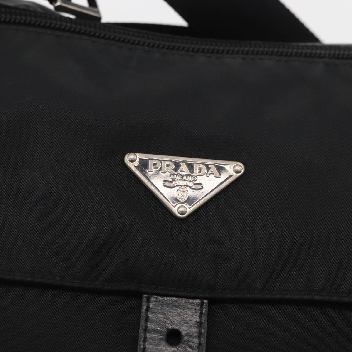 PRADA Shoulder Bag Nylon Black Silver Auth 180187
