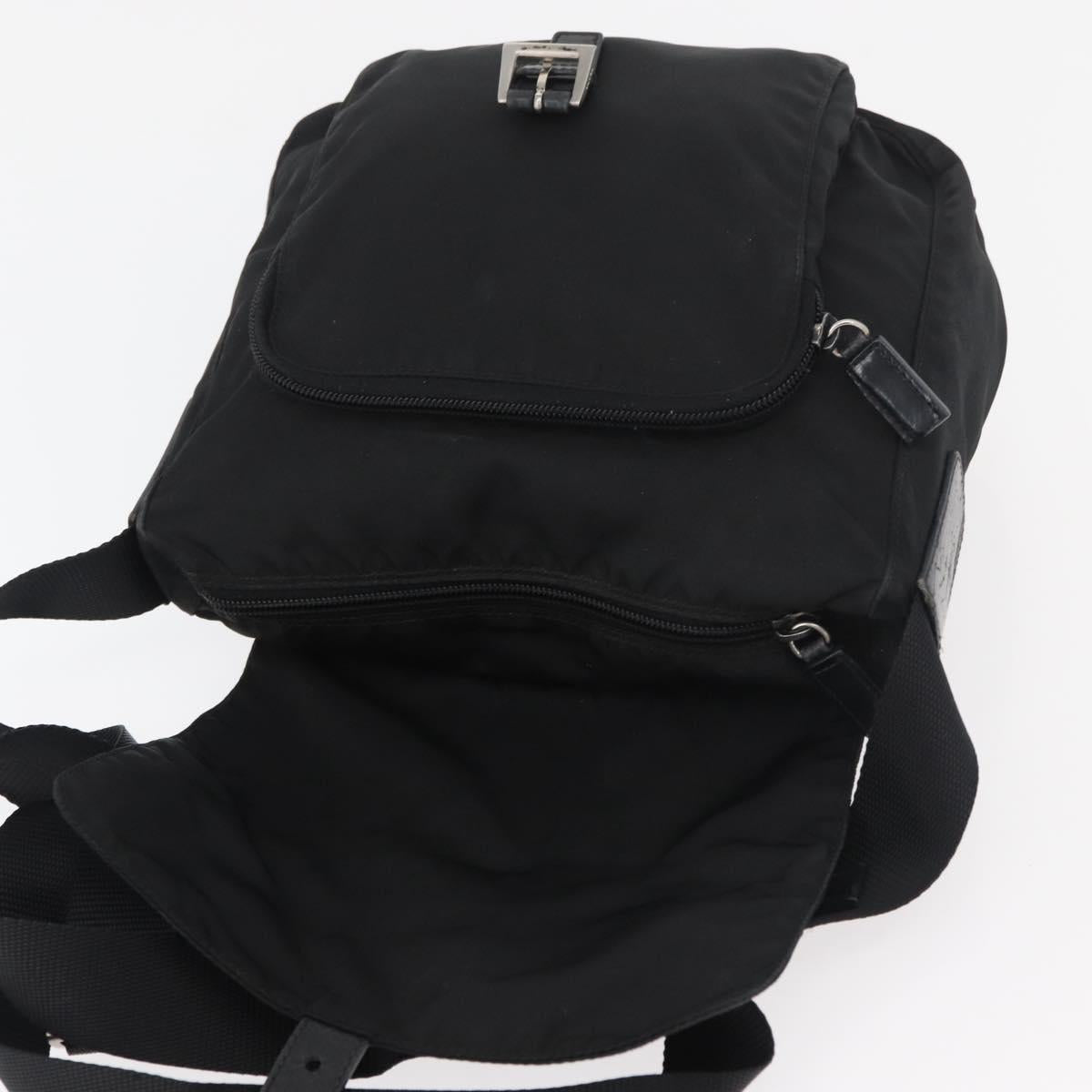 PRADA Shoulder Bag Nylon Black Silver Auth 180187
