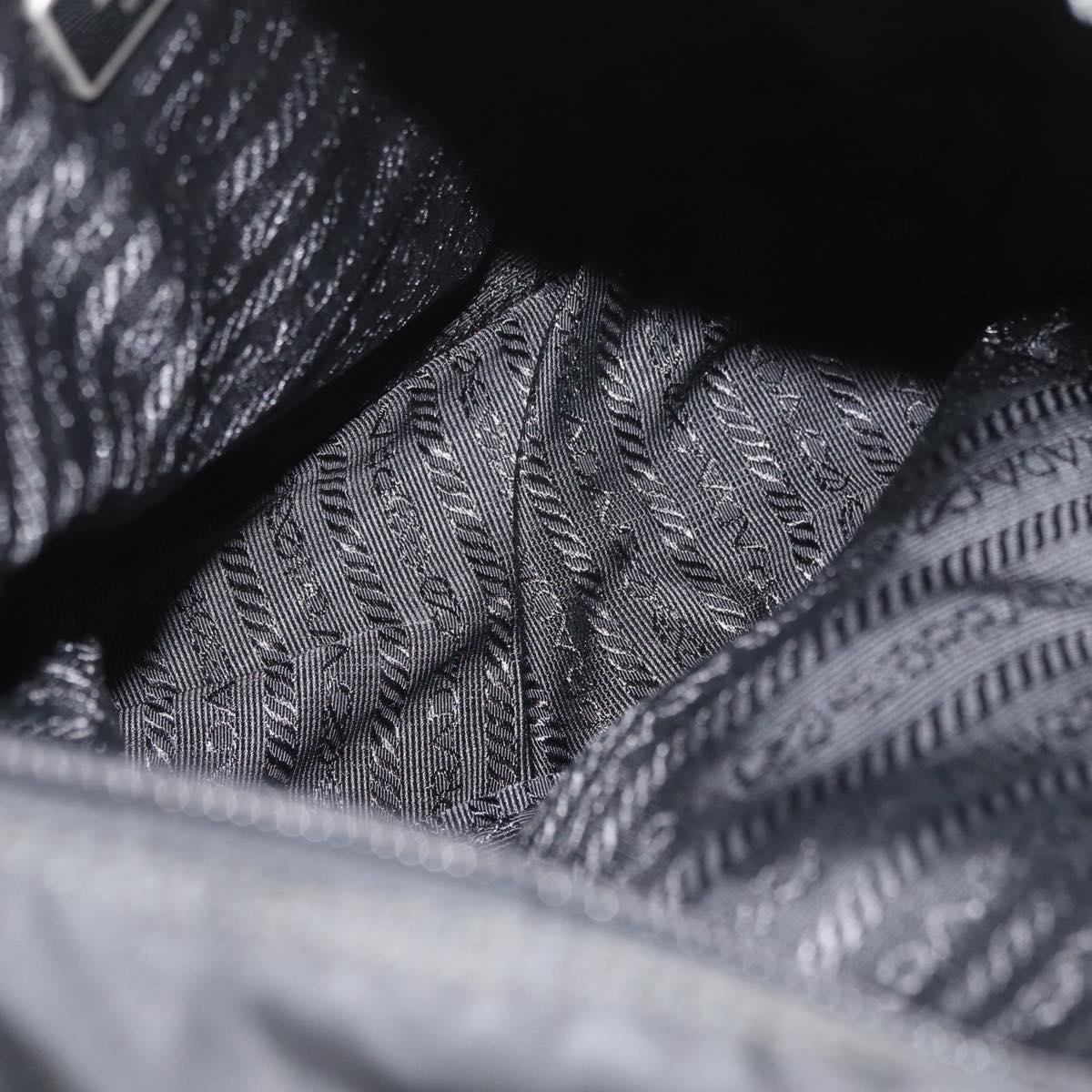 PRADA Shoulder Bag Nylon Black Silver Auth 180187