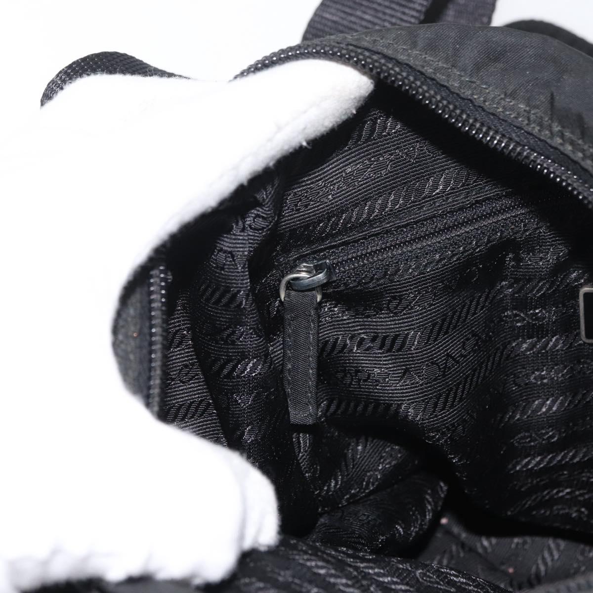 PRADA Shoulder Bag Nylon Black Silver Auth 180187