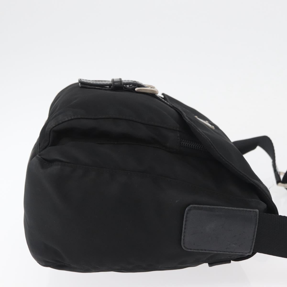 PRADA Shoulder Bag Nylon Black Silver Auth 180187
