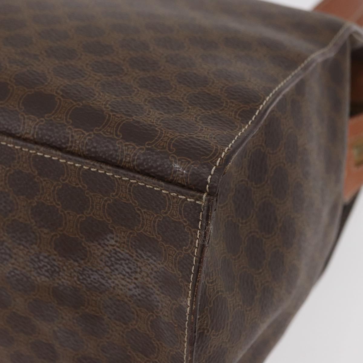 CELINE Macadam Canvas Tote Bag PVC Leather Brown Gold Auth 180188