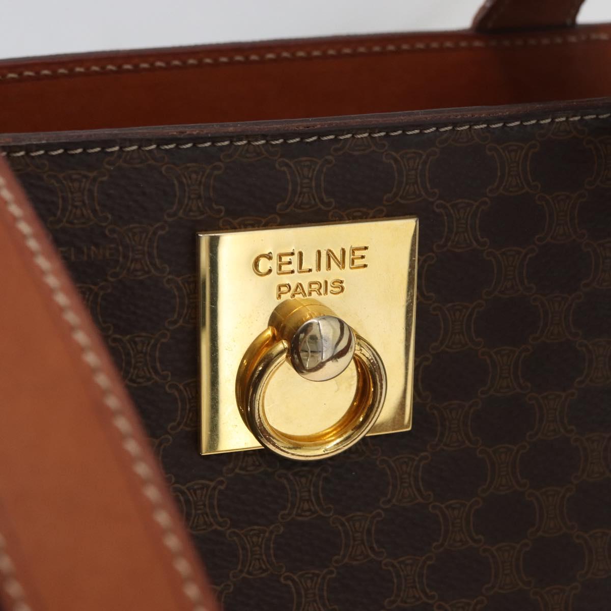 CELINE Macadam Canvas Tote Bag PVC Leather Brown Gold Auth 180188