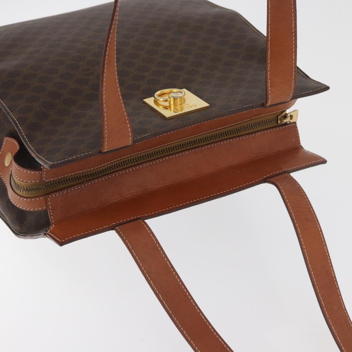 CELINE Macadam Canvas Tote Bag PVC Leather Brown Gold Auth 180188