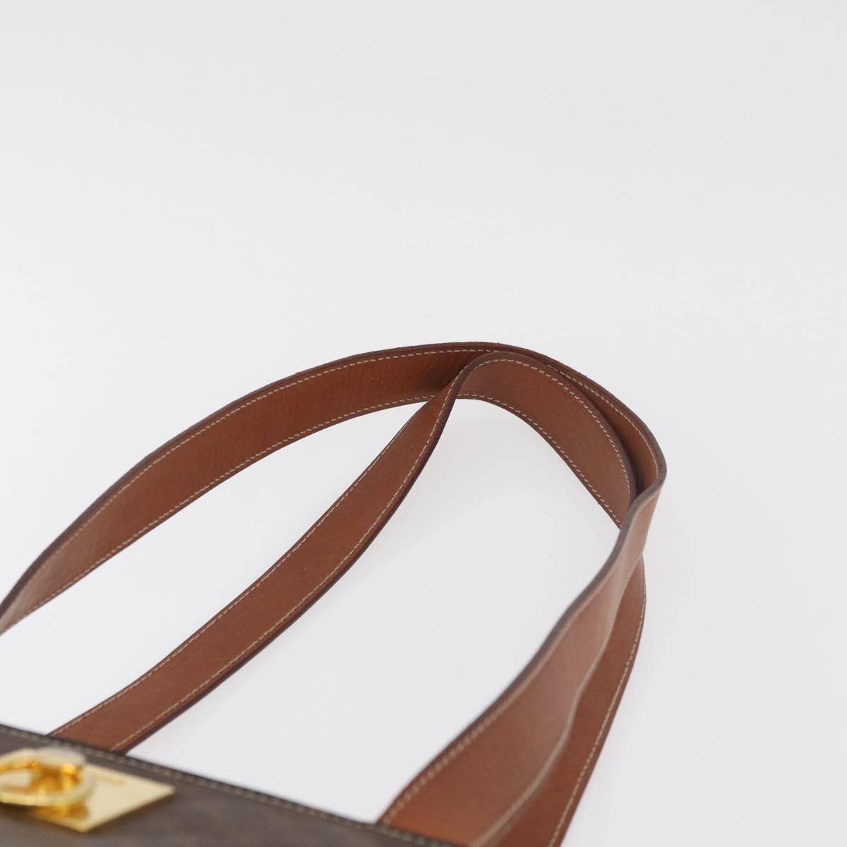 CELINE Macadam Canvas Tote Bag PVC Leather Brown Gold Auth 180188