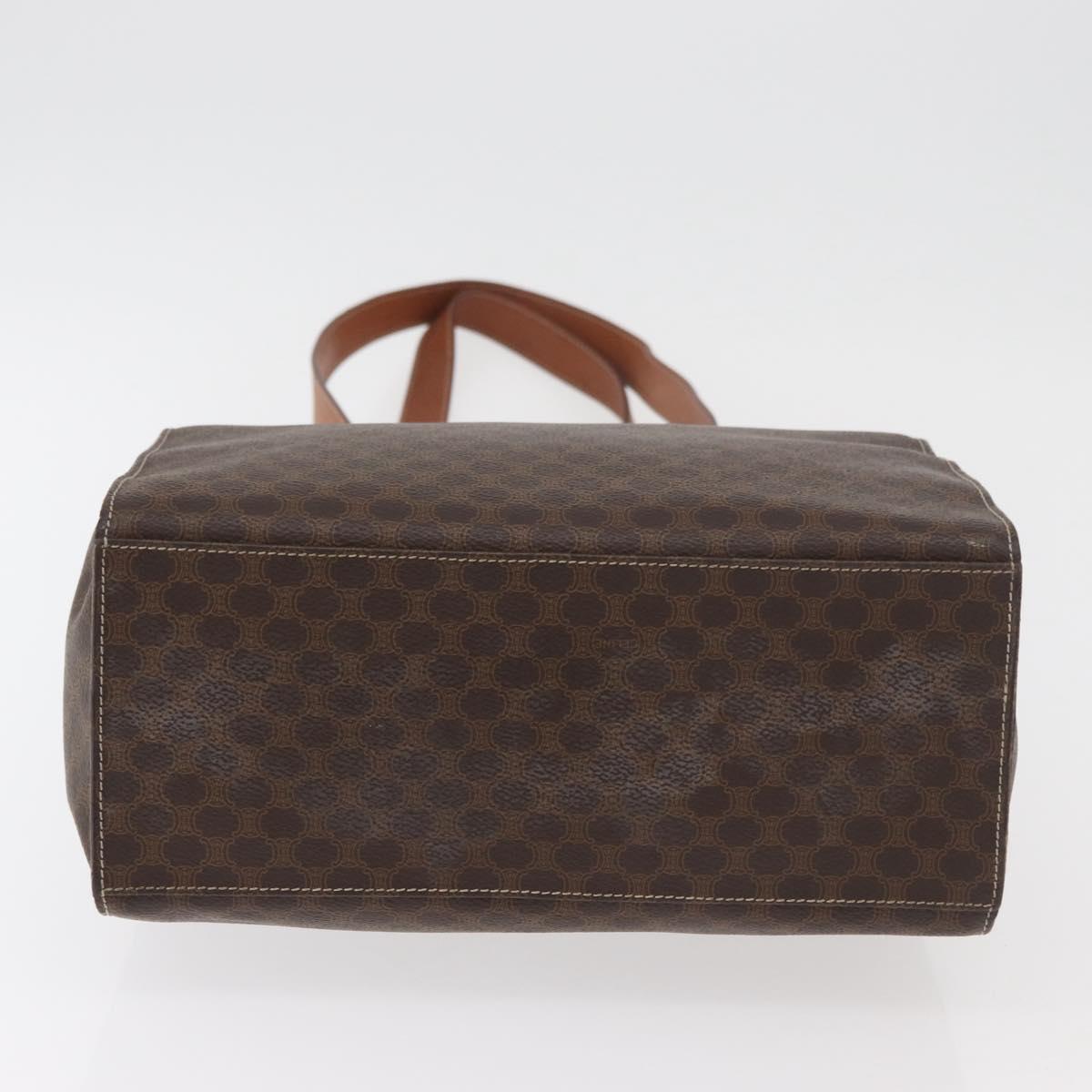 CELINE Macadam Canvas Tote Bag PVC Leather Brown Gold Auth 180188