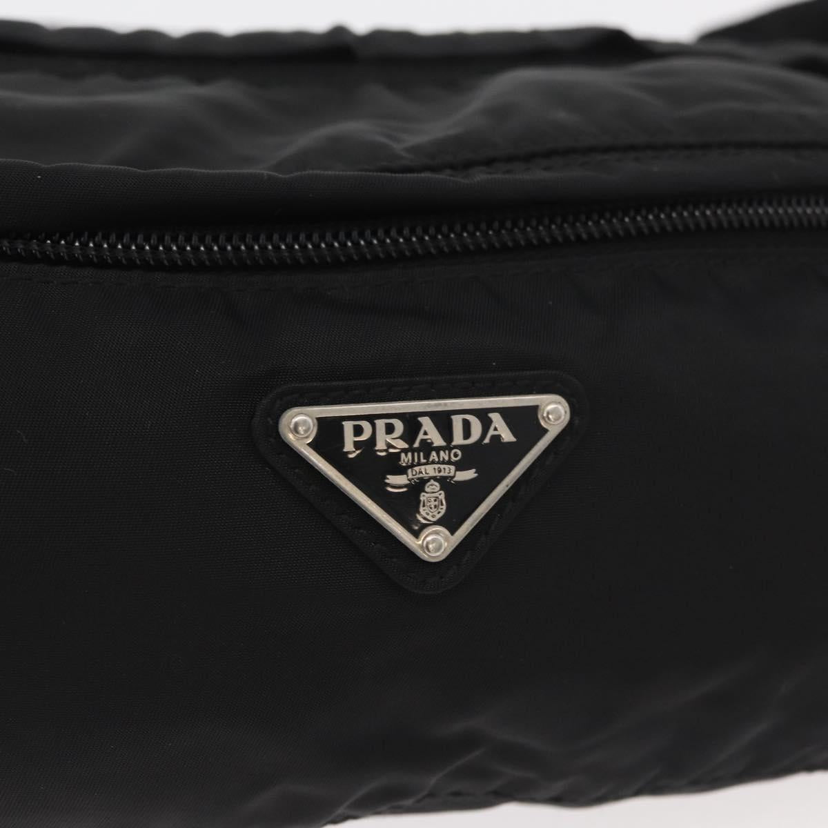 PRADA Waist bag Nylon Black Silver Auth 180191