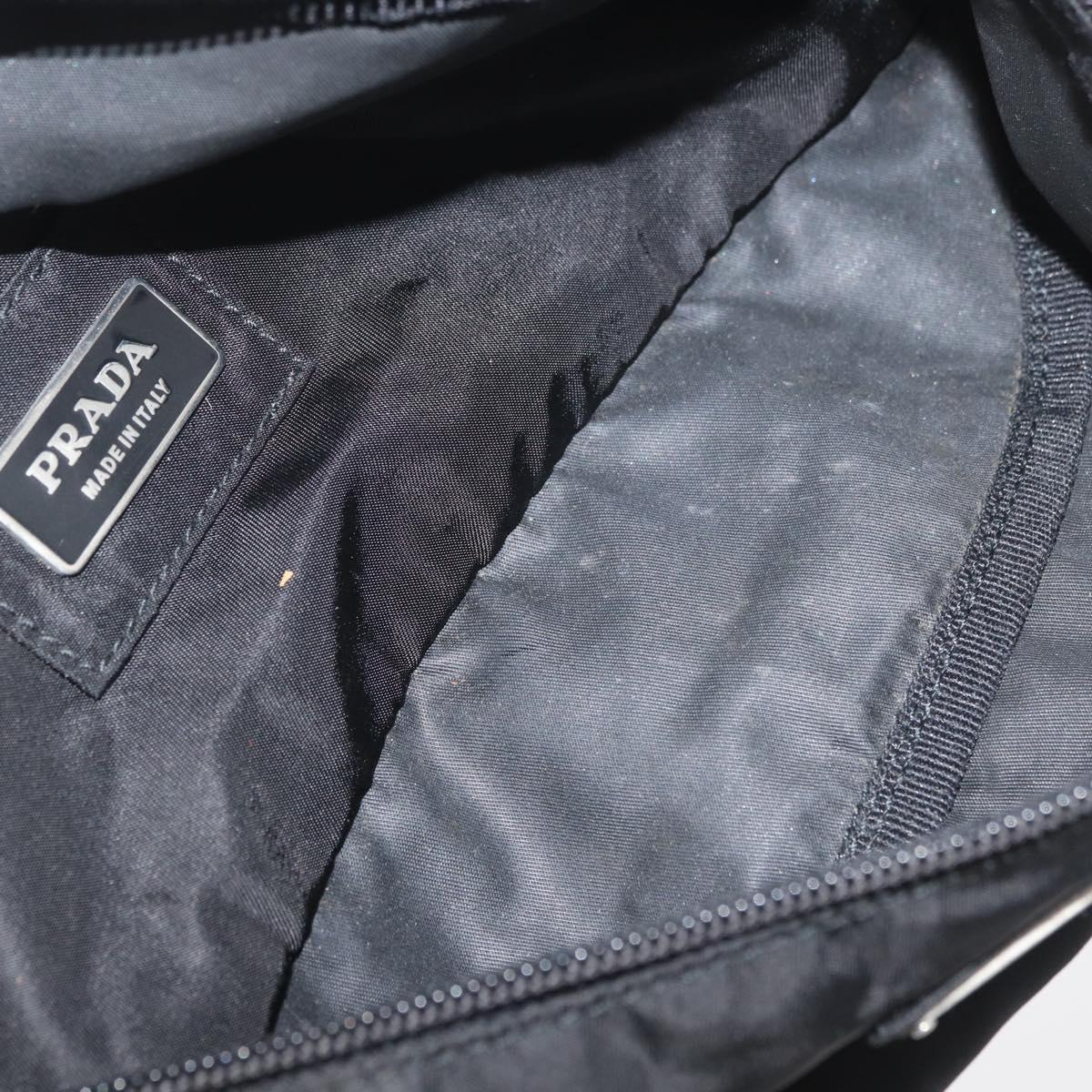 PRADA Waist bag Nylon Black Silver Auth 180191