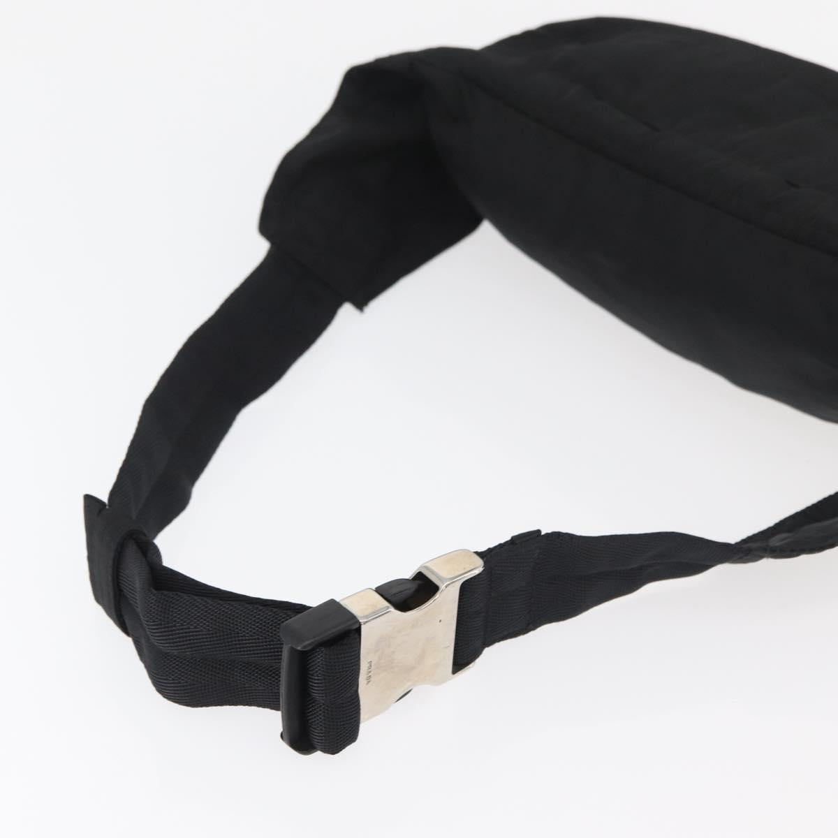PRADA Waist bag Nylon Black Silver Auth 180191