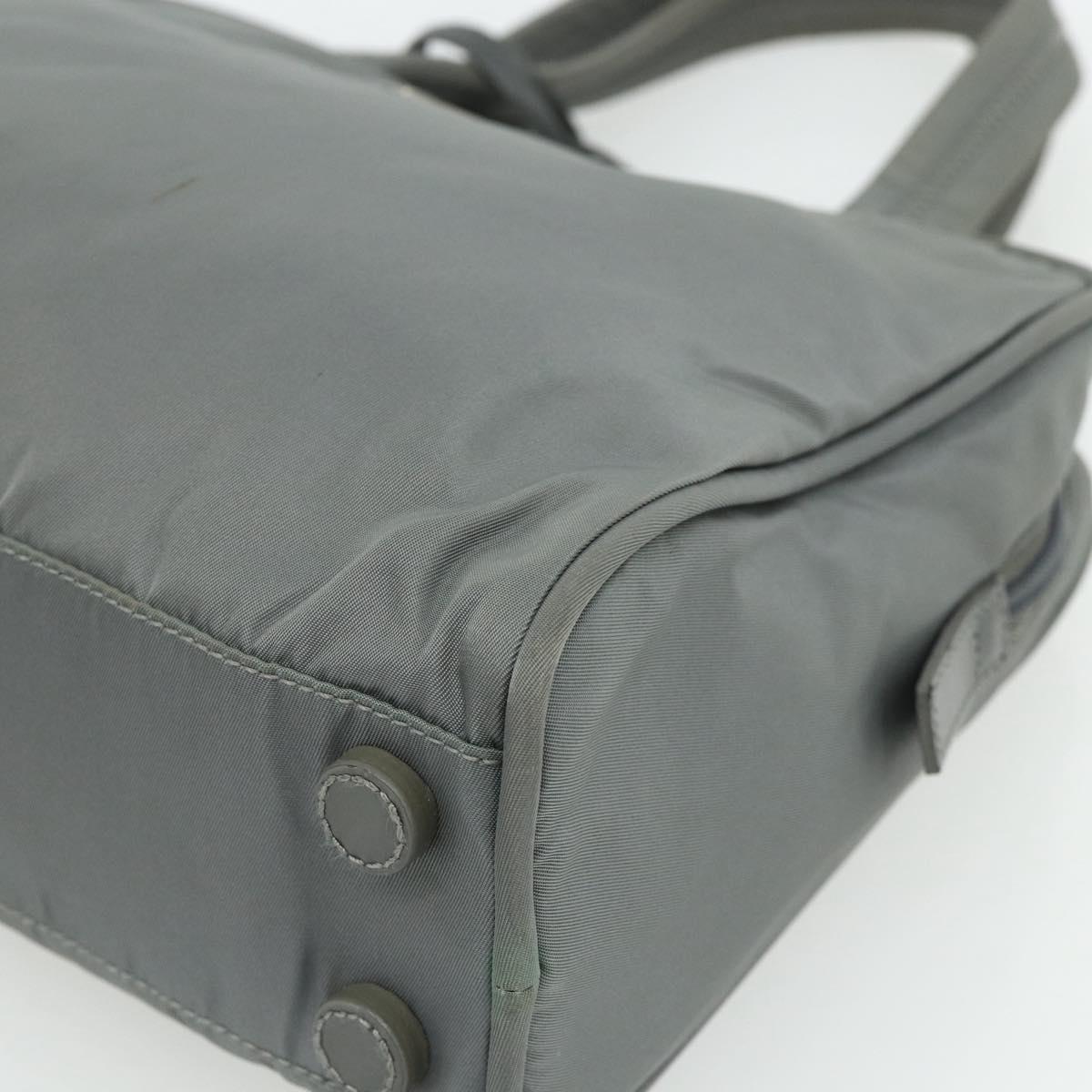 PRADA Hand Bag Nylon Gray Silver Auth 180192A