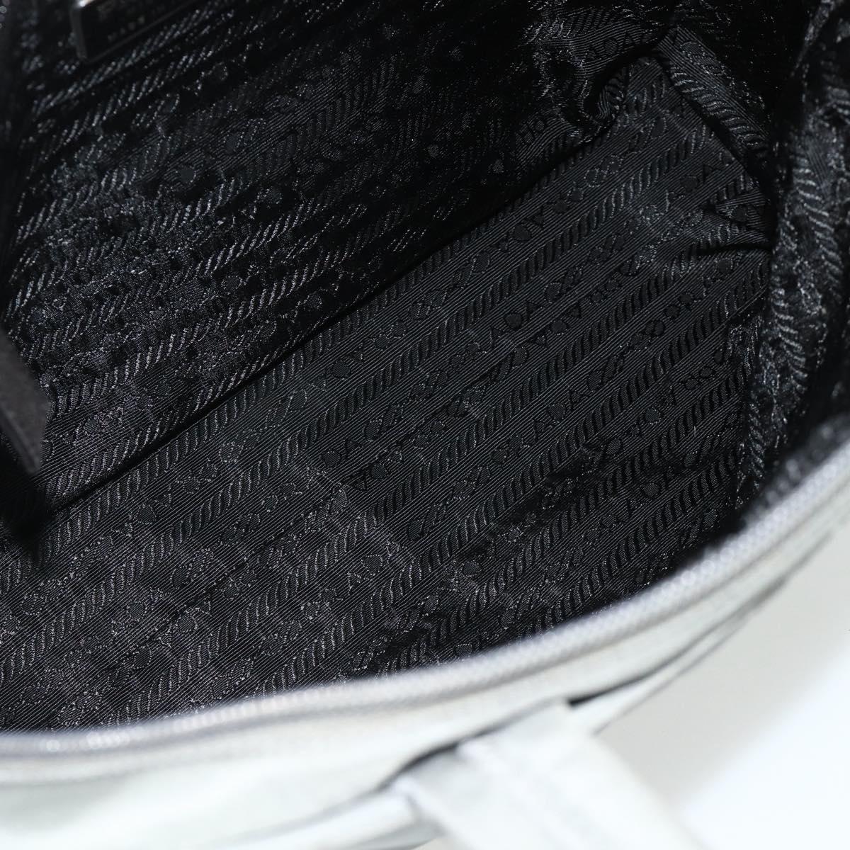 PRADA Hand Bag Nylon Gray Silver Auth 180192A
