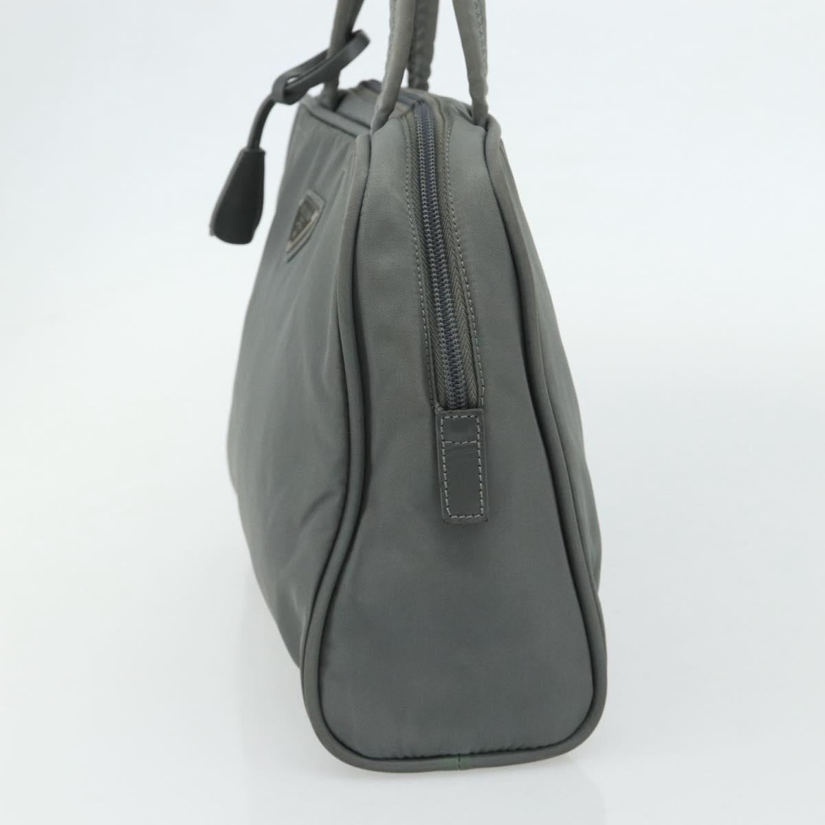 PRADA Hand Bag Nylon Gray Silver Auth 180192A