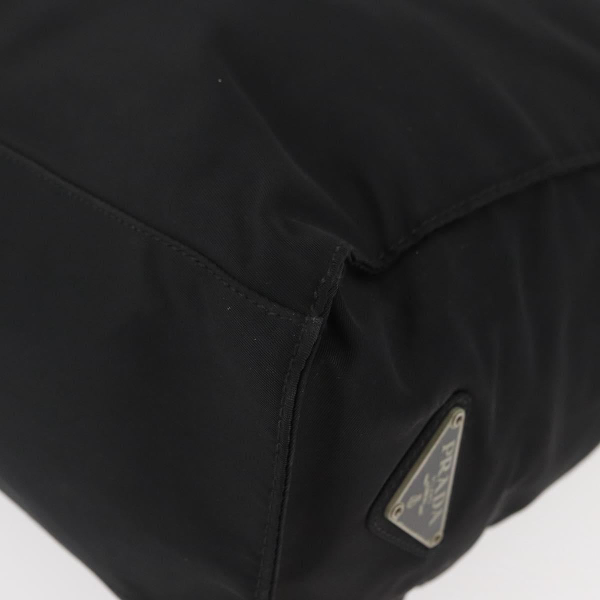 PRADA Hand Bag Nylon Black Silver Auth 180193