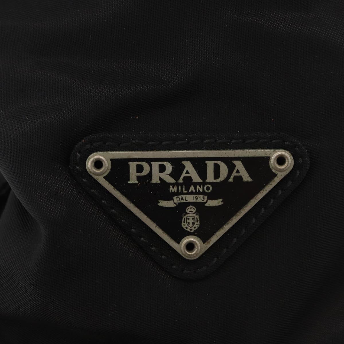 PRADA Hand Bag Nylon Black Silver Auth 180193
