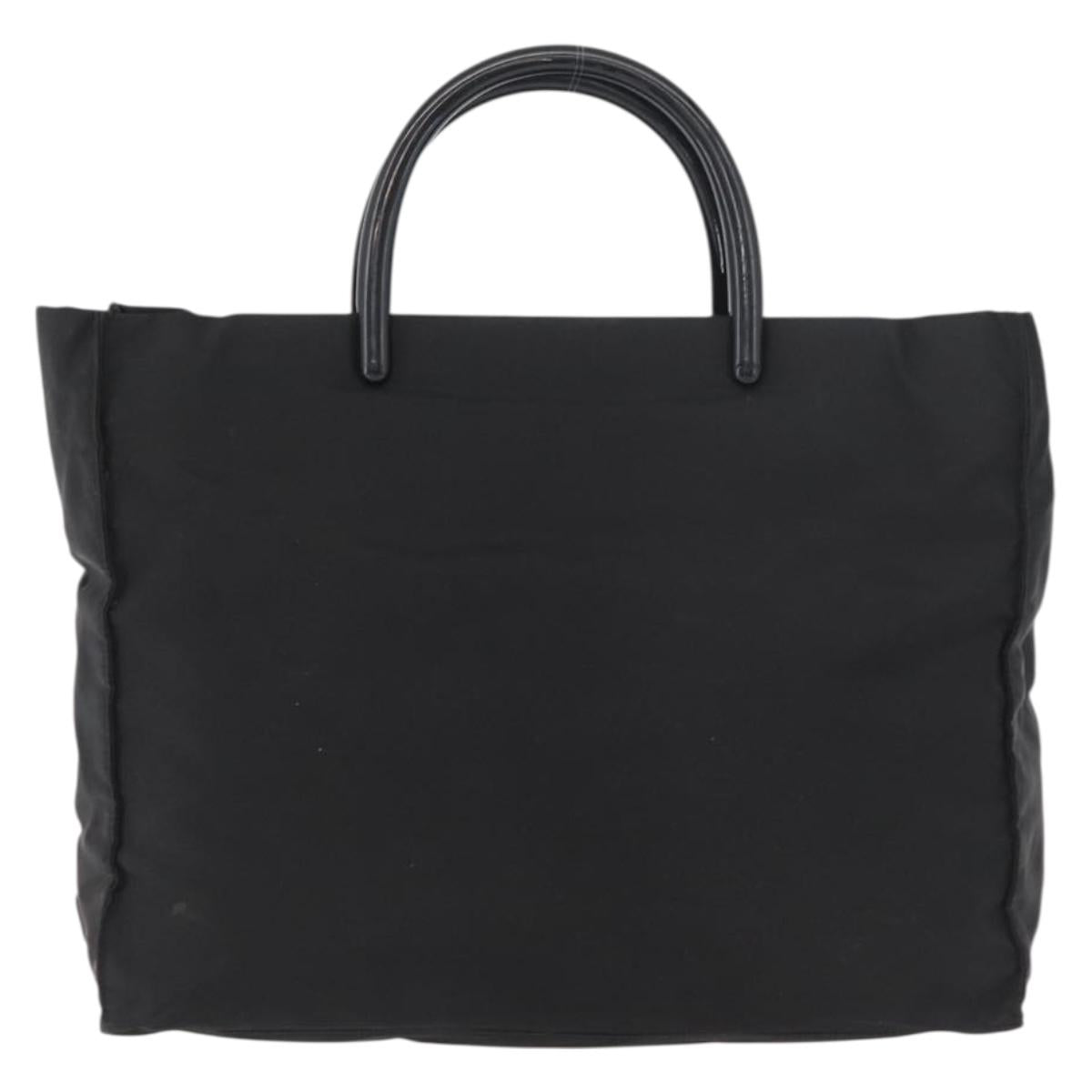 PRADA Hand Bag Nylon Black Silver Auth 180193