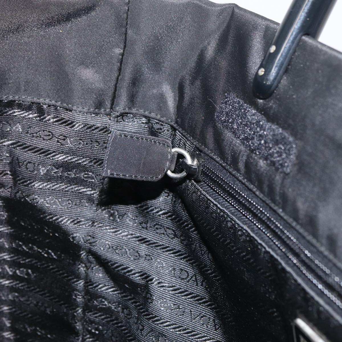PRADA Hand Bag Nylon Black Silver Auth 180193