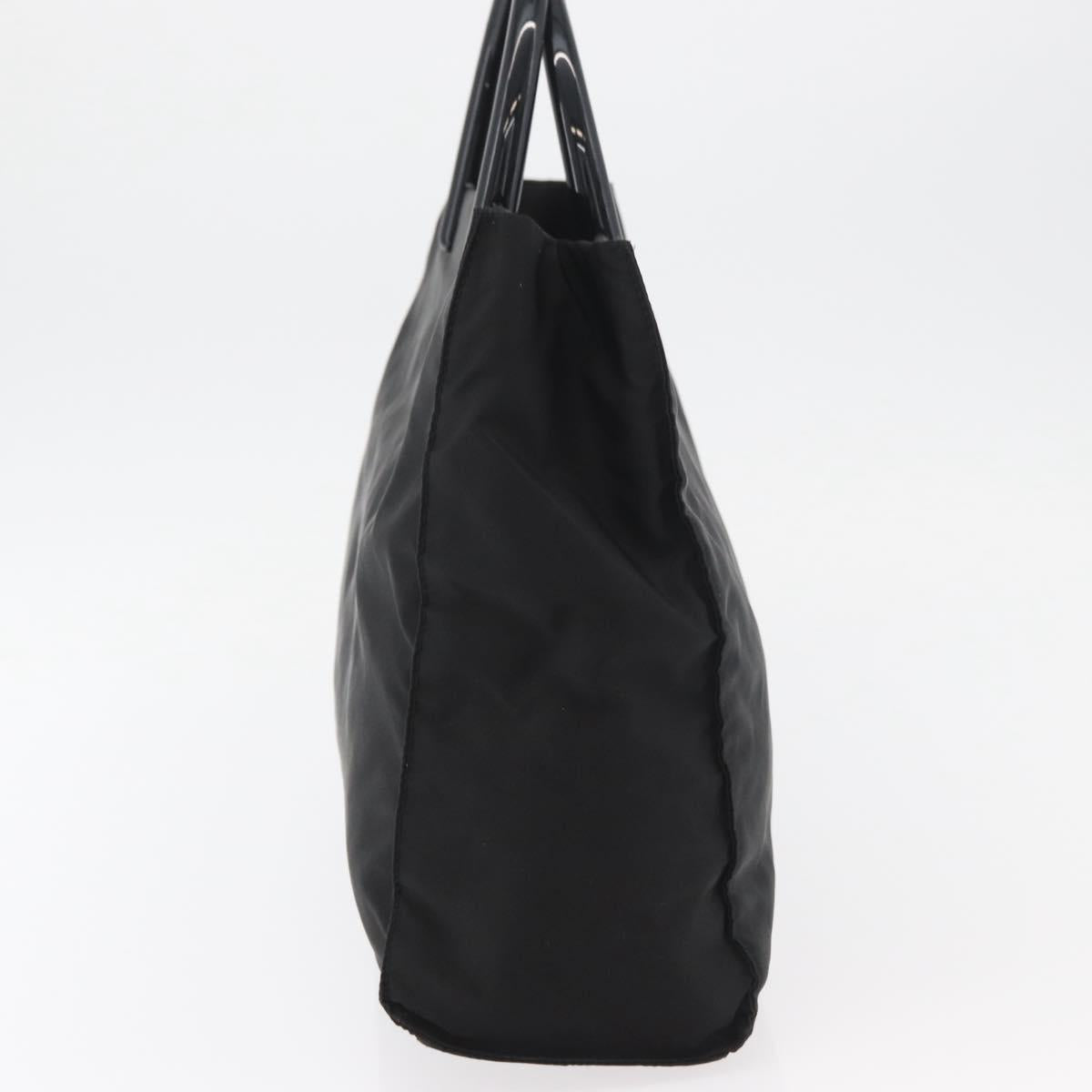 PRADA Hand Bag Nylon Black Silver Auth 180193