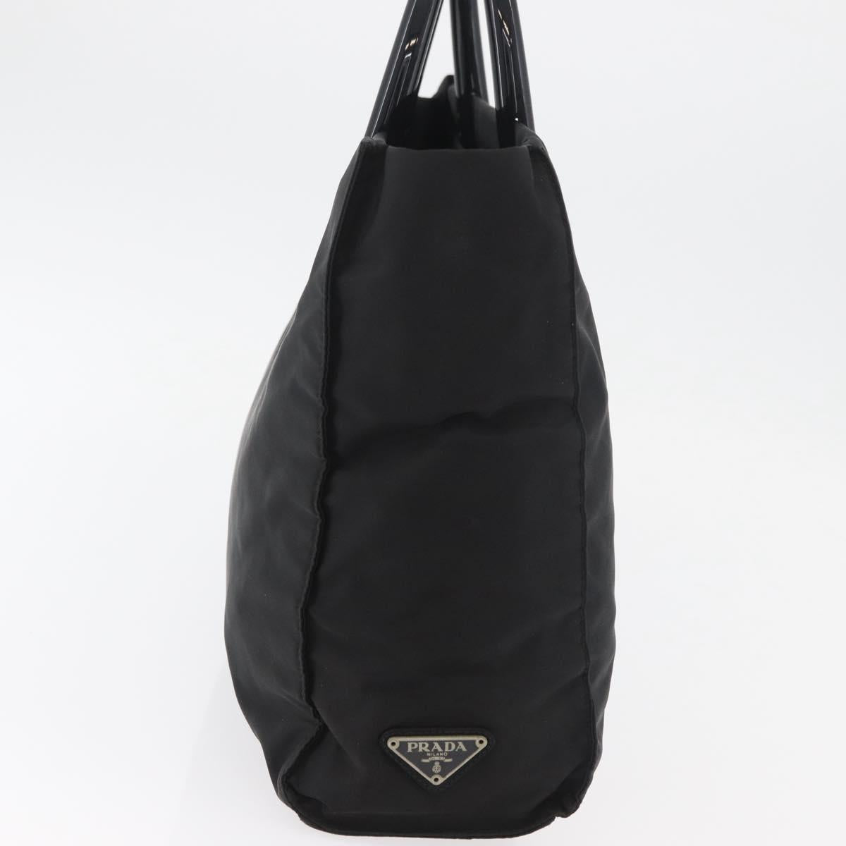 PRADA Hand Bag Nylon Black Silver Auth 180193